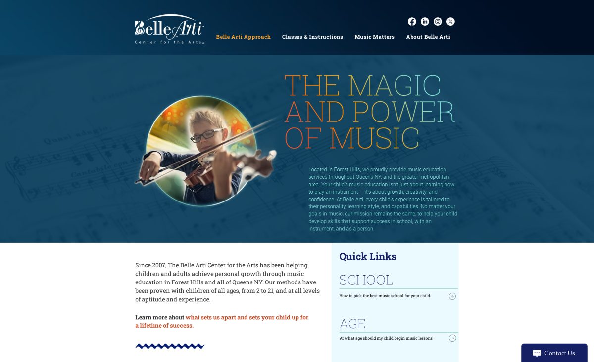 Belle Arti Center for Music website